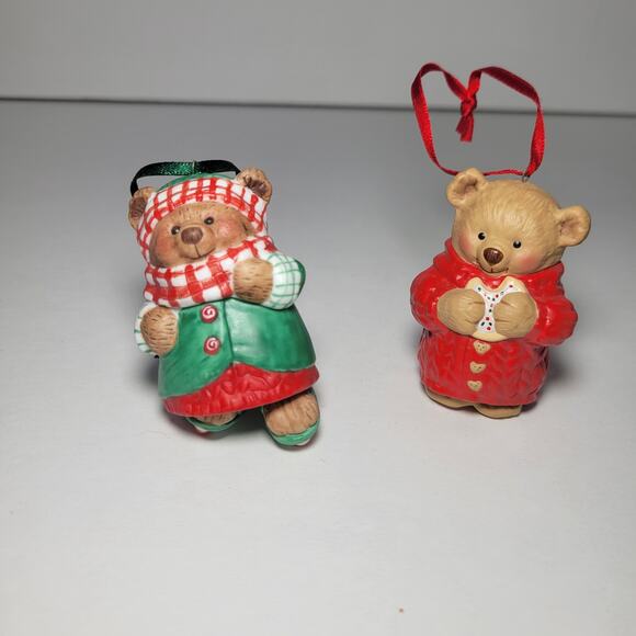 2 Hallmark Sugar Bear Bell Ornaments Vintage Christmas - Picture 1 of 6